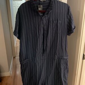 Navy Romper with Stripes